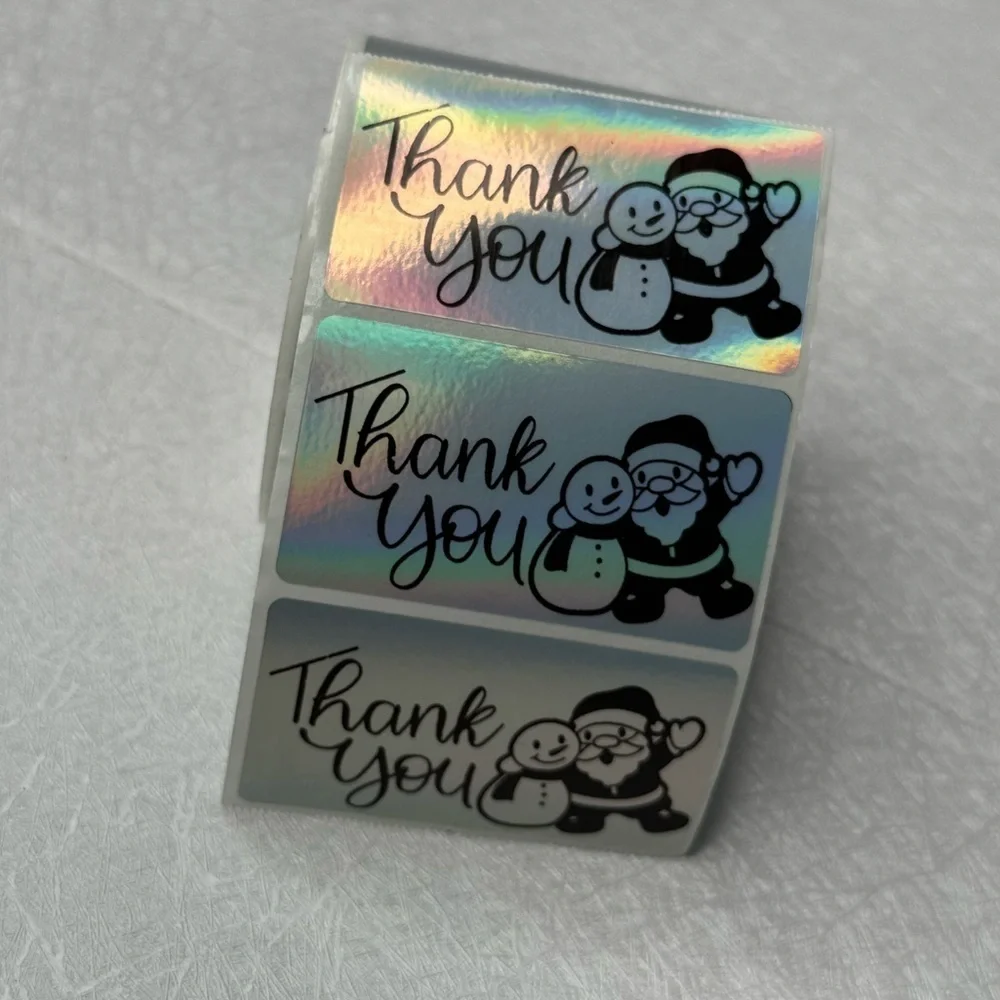 100 Thank You Christmas Stickers, Envelope Seals, Labels, Tags, Stamps,2.25